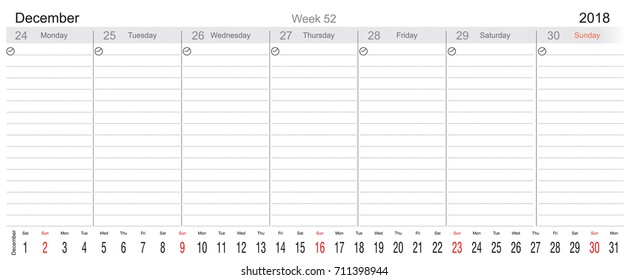 Desk Pad Working Calendar for 2018 year with Big month, Tasks calendar, Weekly Schedule, English
