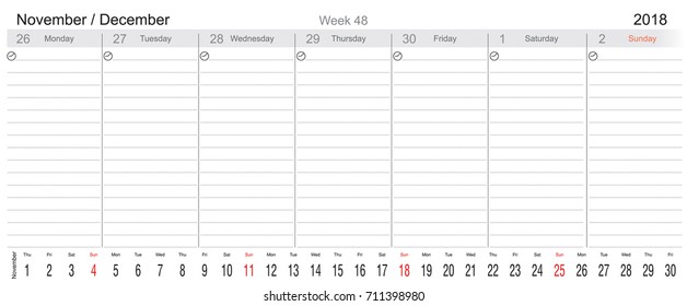 Desk Pad Working Calendar for 2018 year with Big month, Tasks calendar, Weekly Schedule, English