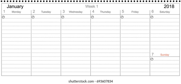 Desk Pad Working Calendar Two Sided for 2018 year, Tasks calendar