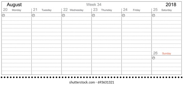 Desk Pad Working Calendar Two Sided for 2018 year, Tasks calendar, Weekly Schedule