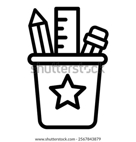 Desk Pen Holder Icon Element For Design
