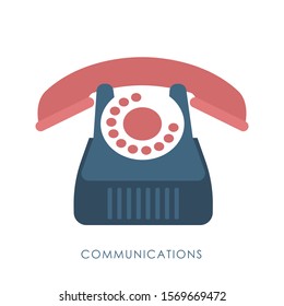 Desk Phone flat icon with white background