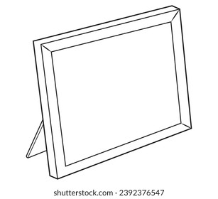 Desk photo frame in outline and vector. 