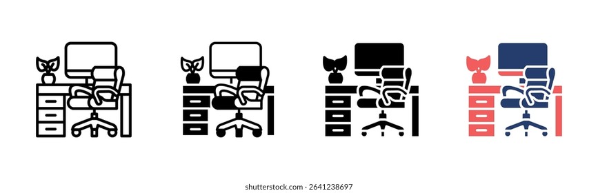 Desk Plant icon sheet multiple style collection