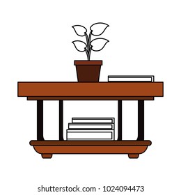 Desk with plant pot