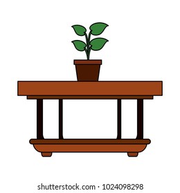 Desk with plant pot