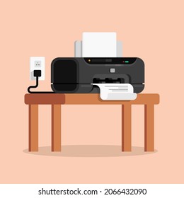 Desk Printer Flat Design Illustration