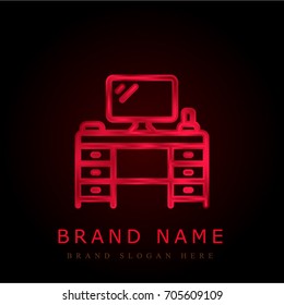 Desk red chromium metallic logo