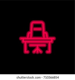 Desk red glowing neon ui ux icon. Glowing sign logo vector