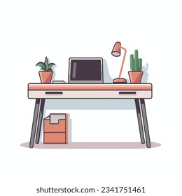 Desk Scene Illustrations and Cartoon Desk Poster