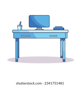 Desk Scene Illustrations and Cartoon Desk Poster