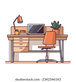 Desk Scene Illustrations and Cartoon Desk Poster