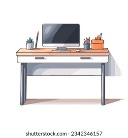 Desk Scene Illustrations and Cartoon Desk Poster