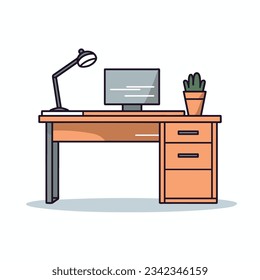 Desk Scene Illustrations and Cartoon Desk Poster