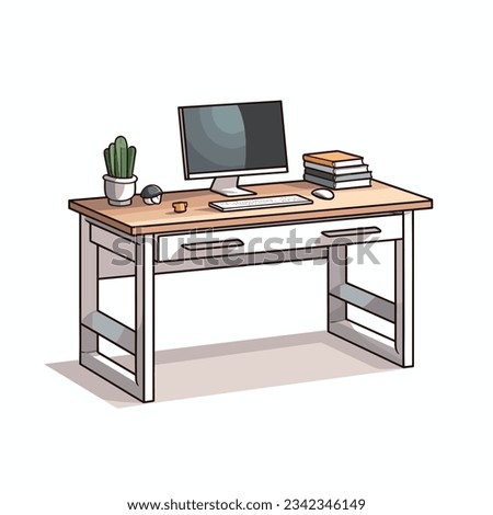 Desk Scene Illustrations and Cartoon Desk Poster
