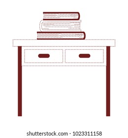 desk school with pile books