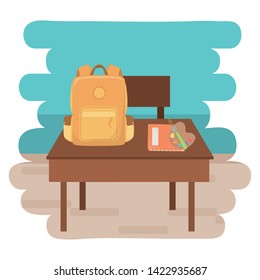 Desk and school supplies design