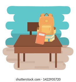 Desk and school supplies design