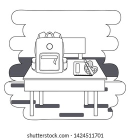 Desk and school supplies design