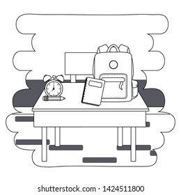 Desk and school supplies design