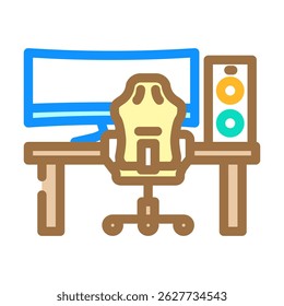 vetor de ícone de cor do pc de jogo da configuração da mesa. sinal do pc de jogo da configuração da mesa. ilustração de símbolo isolado