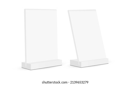 Desk Sign Holders for Menu, Card or Prices, Isolated on White Background. Vector Illustration