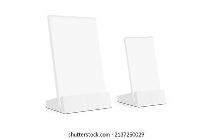Desk Sign Holders for Menu, Flyer, Card or Prices, Isolated on White Background. Vector Illustration