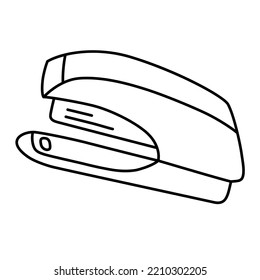 Desk stapler doodle icon, office supplies, school stationery, vector illustration of desktop stapler, isolated outline clipart on white background