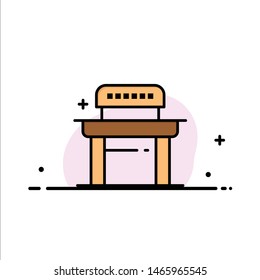 Desk, Student, Chair, School Business Logo Template. Flat Color. Vector Icon Template background