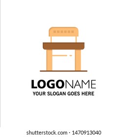 Desk, Student, Chair, School Business Logo Template. Flat Color. Vector Icon Template background