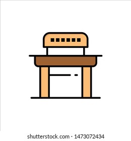 Desk, Student, Chair, School  Flat Color Icon. Vector icon banner Template