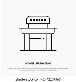 Desk, Student, Chair, School Vector Line Icon