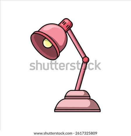 Desk Study Lamp Colorful Vector Illustration For Stationery and Education Design Theme.