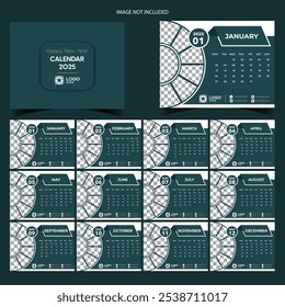 Desk or table calendar design template 2025 minimal design template