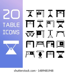 desk, table and chair icons set