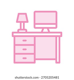 Icono de línea de duotono de mesa de escritorio, Vector, píxel perfecto, archivo ilustrador 