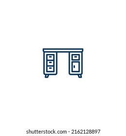 Desk Table Furniture line icon. linear style sign for mobile concept and web design. Desk Table Furniture outline vector icon. Symbol, logo illustration. Vector graphic