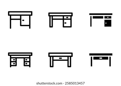 desk, table icon set design template