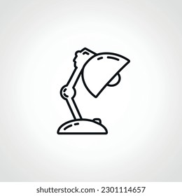 Symbol der Tischlampe. lineares Symbol für Schreibtisch-Tischlampe.