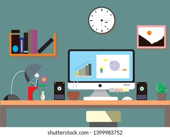 A desk that shows the readiness of work With all the equipment