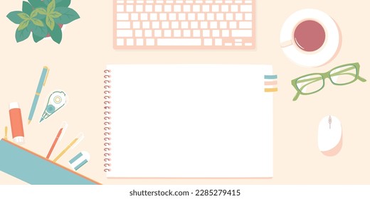 Desk top flat lay design