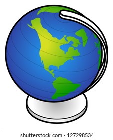 A Desk Top Globe Showing The Americas.