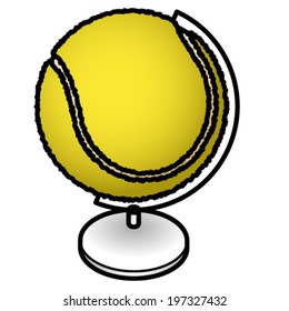 A desk top tennis ball globe.