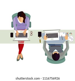 Desk top view illustration