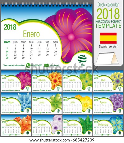 desk triangle calendar 2018 template abstract stock vector royalty chronogram template