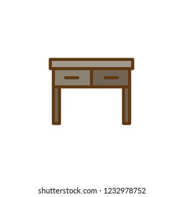 Desk with two drawers filled outline icon, line vector sign, linear colorful pictogram isolated on white. Office Table symbol, logo illustration. Pixel perfect vector graphics
