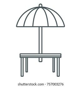 Desk and umbrella restaurant