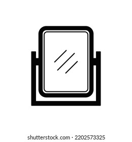 Desk Vanity Makeup Mirror Icon In Black Flat Glyph, Filled Style Isolated On White Background