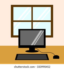 Ã�Â¡omputer desk vector