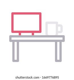 desk vector color line icon 